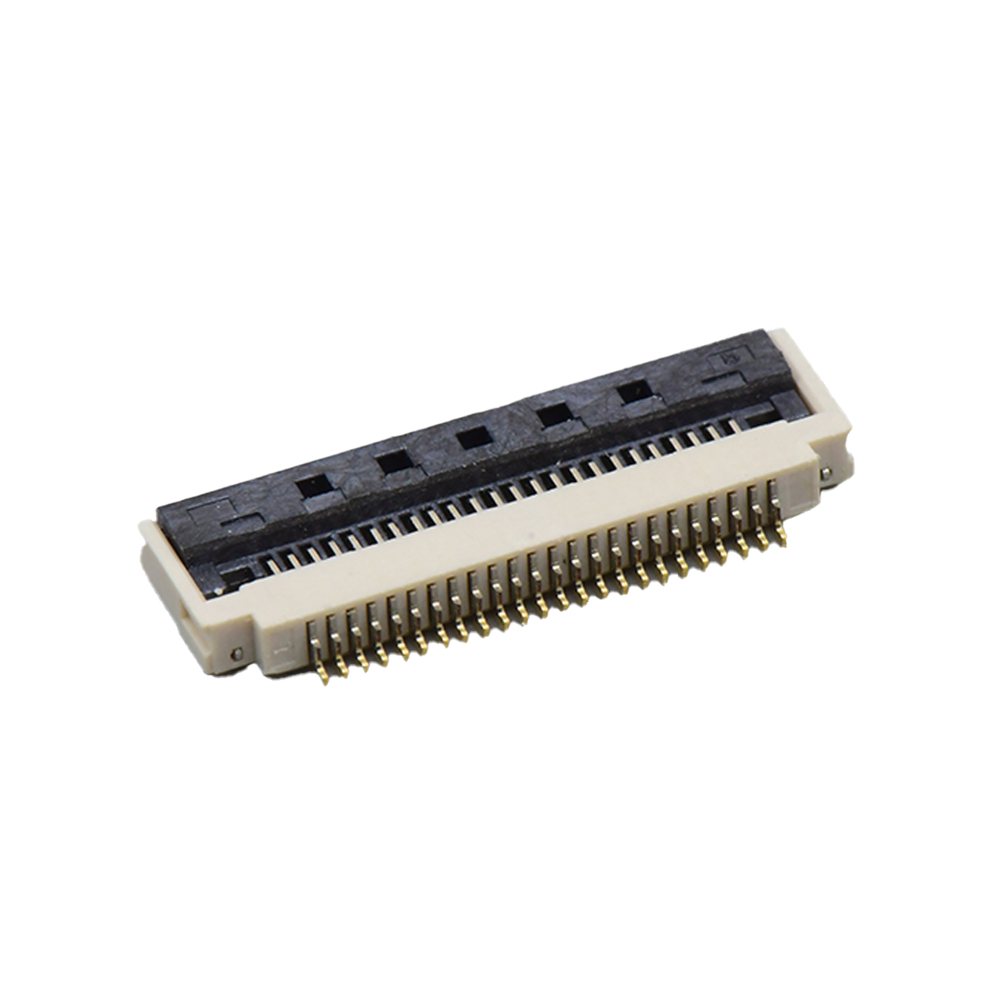 F0507 FPC FFC连接器Pitch 0.50mm 90°H2.00mm 前掀盖下接触带蝴蝶扣卧贴 FPC 24Pin本色 镀半金1U",镍